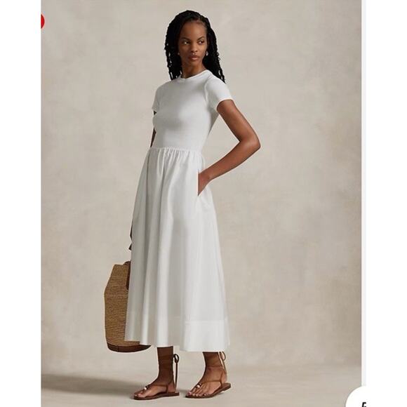 Ralph Lauren Polo White Short Sleeve Dress SZ L Retail $348 - Picture 1 of 14